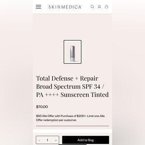Skinmedica Total Defense + Repair tinted sunscreen